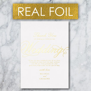 Real Gold Foil Luxury White Wedding Thank You