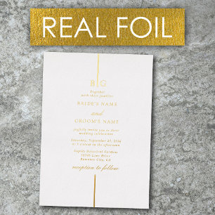 Real Gold Foil Minimalist Elegant Monogram Wedding