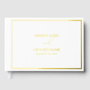Real Gold Foil Modern White & Gold Wedding Guest Book