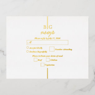 Real Gold Foil Monogram Wedding RSVP Invitation Postcard