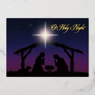 REAL Gold Foil O Holy Night Nativity Card