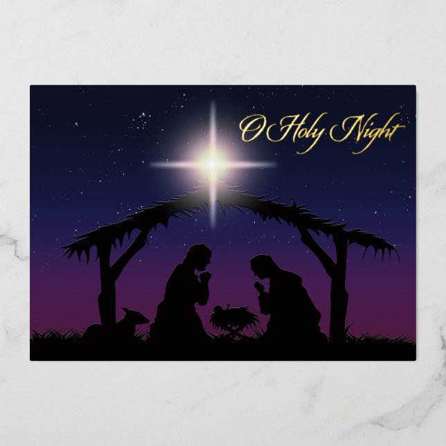 REAL Gold Foil O Holy Night Nativity Card (Front)