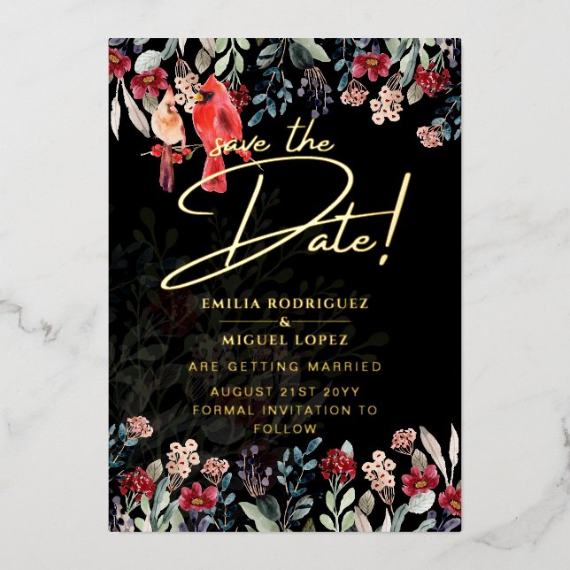 Real Gold Foil Pampas Grass Wedding Save The Date