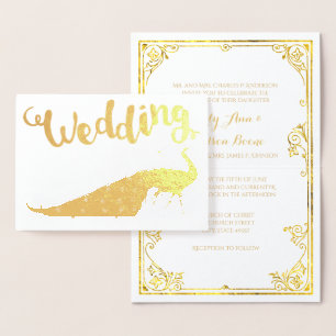 Real Gold Foil Peacock Wedding Invitations