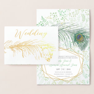Real Gold Foil Peacock Wedding Invitations