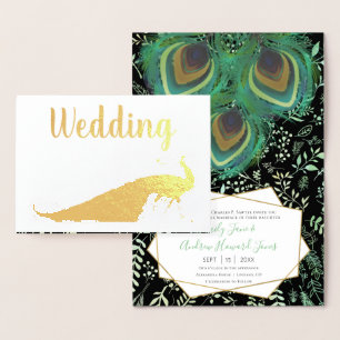Real Gold Foil Peacock Wedding Invitations