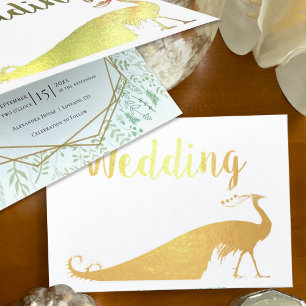 Real Gold Foil Peacock Wedding Invitations