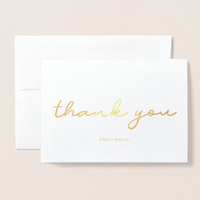 Real Gold Foil Personalised Elegatn Thank you Foil Card (Front With Envelope)
