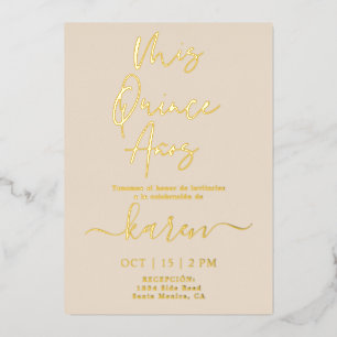 Real Gold Foil Quinceañera Invitation