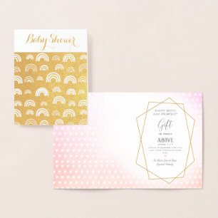 Real Gold Foil Rainbow Baby Girl Shower Blessings Foil Card