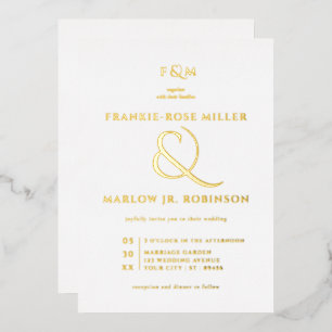 Real Gold Foil Simple Elegant White Wedding
