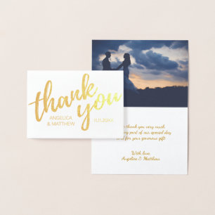 REAL Gold Foil THANK YOU Wedding   with Photo Card