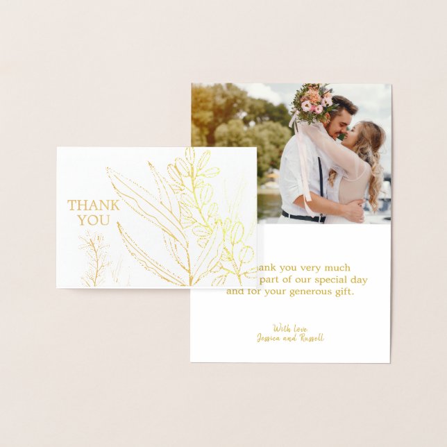 REAL Gold Foil THANK YOU Wedding | with Photo Card (Display)