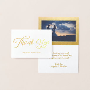 REAL Gold Foil THANK YOU Wedding   with Photo Card