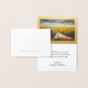REAL Gold Foil THANK YOU Wedding   with Photo Card