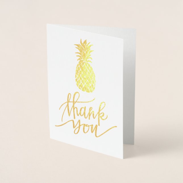 REAL gold foil tropical pineapple thank you Card (Front)