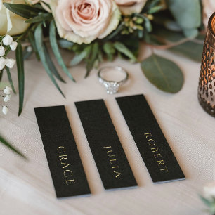 Real Gold Foil Wedding Black Name Tag Place Cards