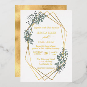Real Gold Foil Wedding Foliage Leaves Frame 