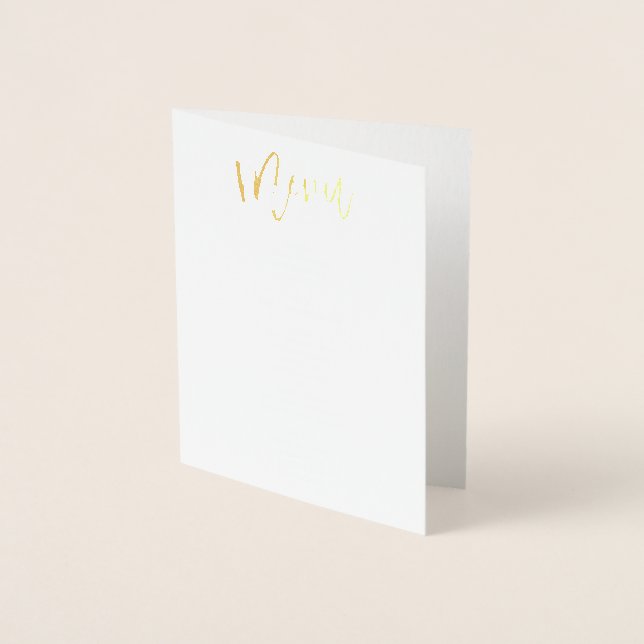 Real Gold Foil Wedding Menu Card (Front)