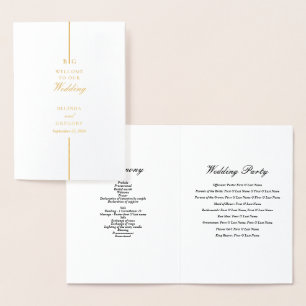 Real Gold Foil Wedding Order of Service Program Card