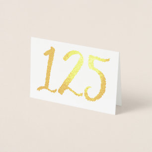 Real Gold Foil Wedding Table Numbers Card White