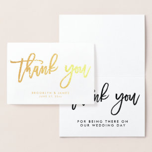 Real Gold Foil Wedding Thank You Card White