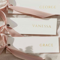 Real Gold Foil Wedding White Name Tag Place Cards