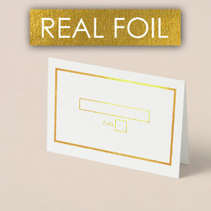 Real Gold Foil White Gold Wedding Place Card