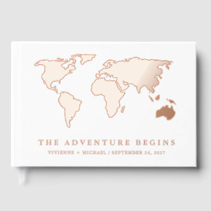 Real Gold Foil   World Map Wedding Guest Book