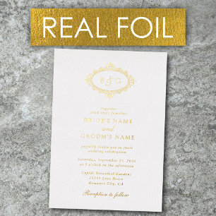 Real Gold Foil Wreath Elegant Monogram Wedding