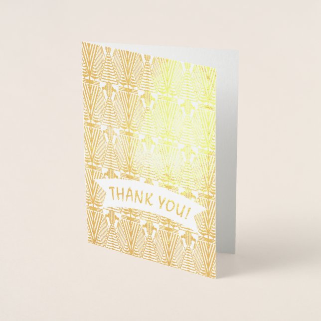 Real Gold Great Gatsby Art Deco THANK YOU Foil Card (Front)