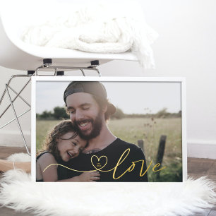 Real Gold   LOVE HEART   Calligraphy Photo Foil Prints