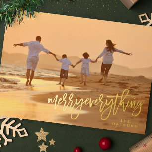 REAL GOLD Merry Everything Photo Foil Holiday Card