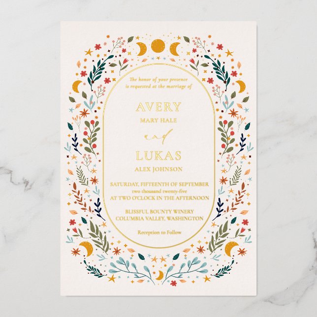 Real Gold Vintage Mystical Wildflowers Wedding (Front)