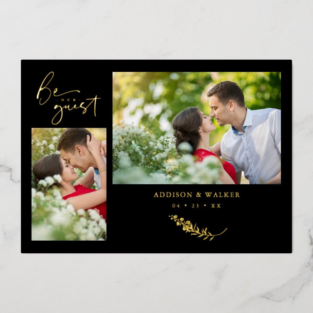 Real Golden Black Trendy Branches Wedding 2 Photos (Front)