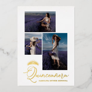 Real Golden Tiara Minimalist Quinceañera Spanish