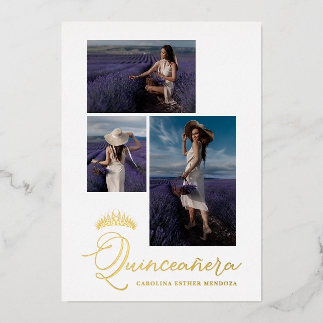 Real Golden Tiara Minimalist Quinceañera Spanish (Front)