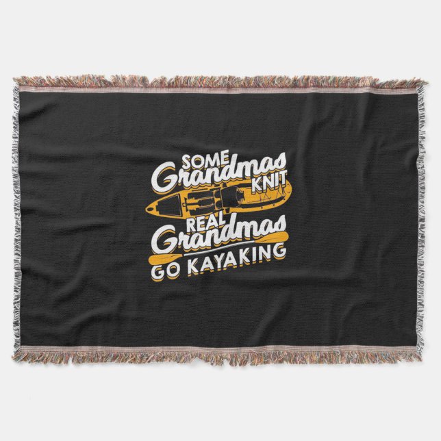 Real Grandmas Go Kayaking Throw Blanket (Front)