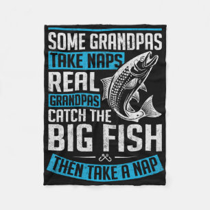 Real Grandpas Catch Big Fish Funny Fishing Grandpa Fleece Blanket