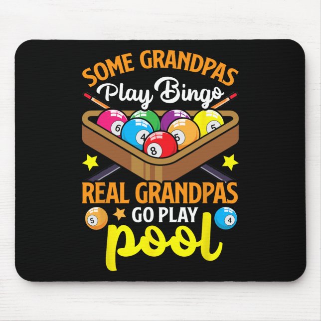 Real Grandpas Funny Pool Player Billiards Billiard Mouse Pad (Front)
