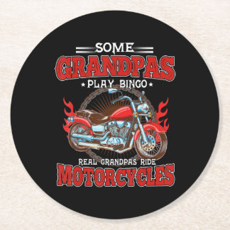 Real Grandpas Ride Motorcycles Motorbike Lover Round Paper Coaster