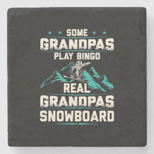 Real Grandpas Snowboard Stone Coaster