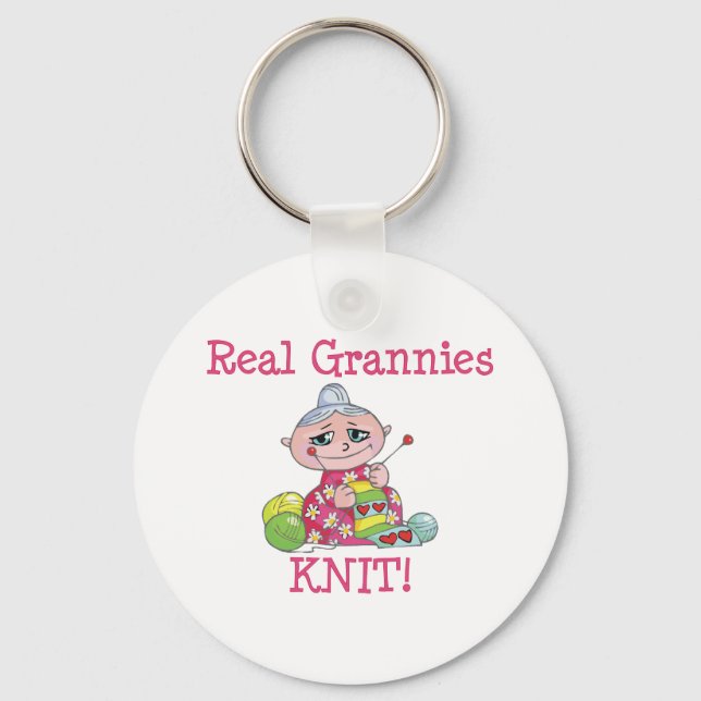 Real Grannies KNIT! Key Ring (Front)
