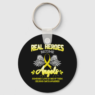 Real Heroes Become Angels Childhood Cancer Awarene Key Ring