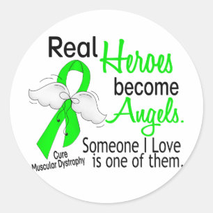 Real Heroes Become Angels Muscular Dystrophy Classic Round Sticker