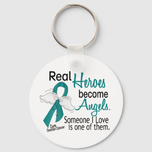 Real Heroes Become Angels Ovarian Cancer Key Ring