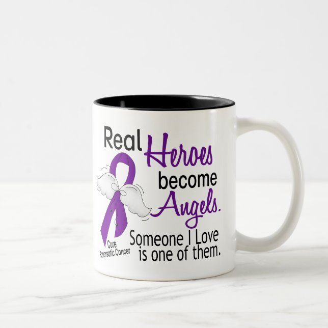 Real Heroes Become Angels Pancreatic Cancer Two-Tone Coffee Mug (Right)