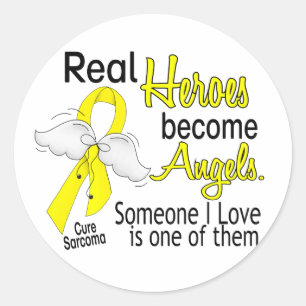 Real Heroes Become Angels Sarcoma Classic Round Sticker