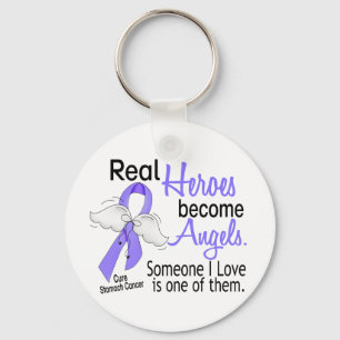 Real Heroes Become Angels Stomach Cancer Key Ring