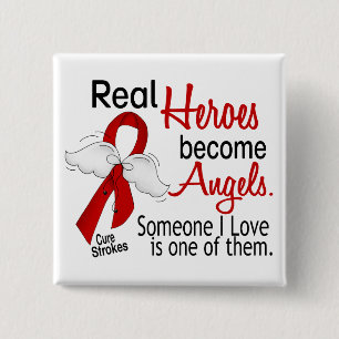 Real Heroes Become Angels Stroke 15 Cm Square Badge